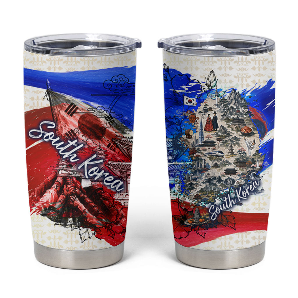 South Korea Flag Day Tumbler Cup Patriotic Cultural Landmarks Map