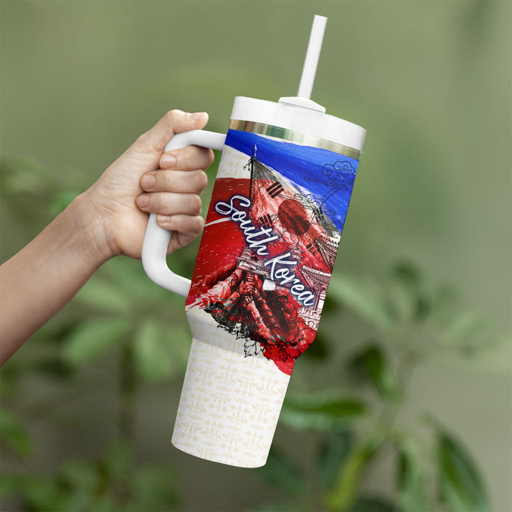 South Korea Flag Day Tumbler With Handle Patriotic Cultural Landmarks Map