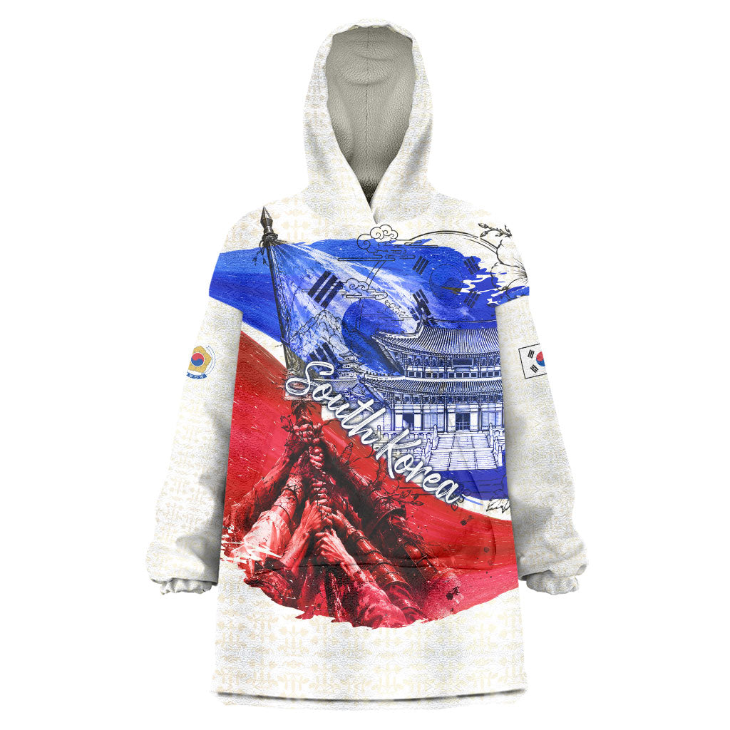 South Korea Flag Day Wearable Blanket Hoodie Patriotic Cultural Landmarks Map