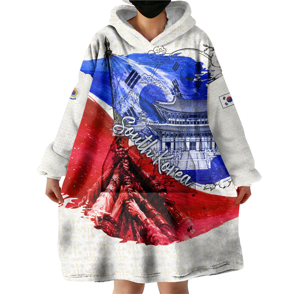 South Korea Flag Day Wearable Blanket Hoodie Patriotic Cultural Landmarks Map
