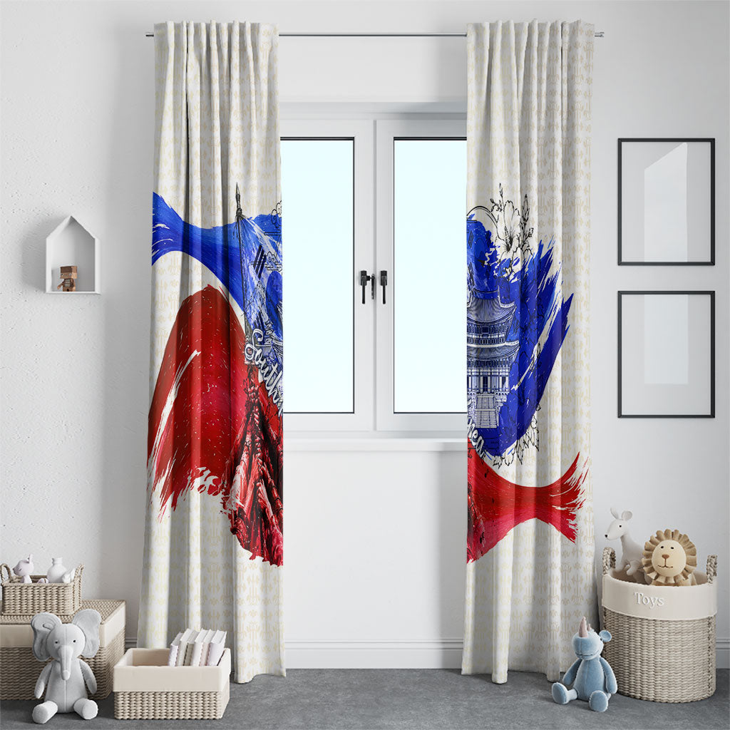 South Korea Flag Day Window Curtain Patriotic Cultural Landmarks Map
