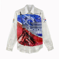 South Korea Flag Day Women Casual Shirt Patriotic Cultural Landmarks Map
