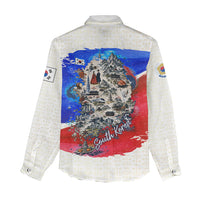 South Korea Flag Day Women Casual Shirt Patriotic Cultural Landmarks Map