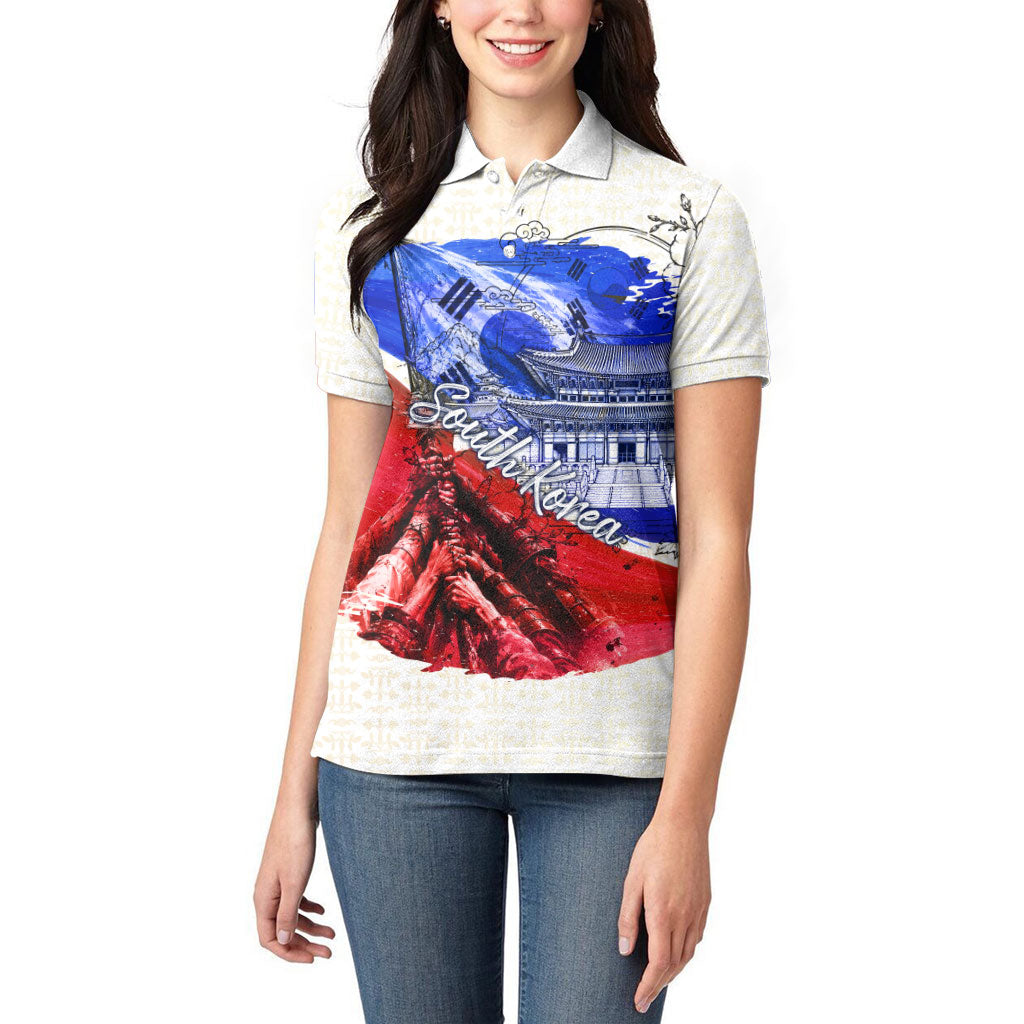 South Korea Flag Day Women Polo Shirt Patriotic Cultural Landmarks Map