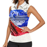 South Korea Flag Day Women Sleeveless Polo Shirt Patriotic Cultural Landmarks Map