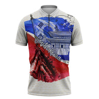 South Korea Flag Day Zipper Polo Shirt Patriotic Cultural Landmarks Map