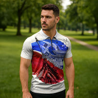South Korea Flag Day Zipper Polo Shirt Patriotic Cultural Landmarks Map