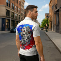 South Korea Flag Day Zipper Polo Shirt Patriotic Cultural Landmarks Map
