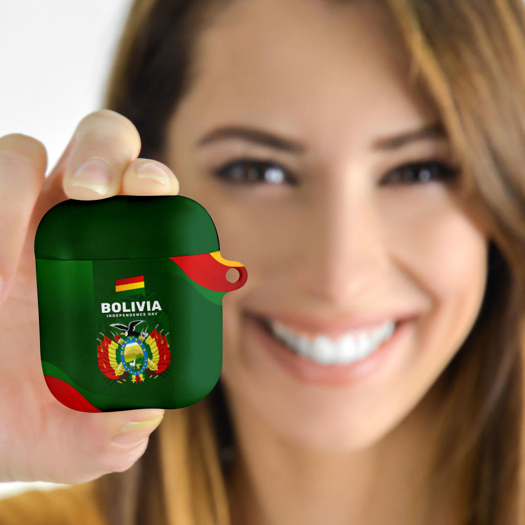 Bolivia Independence Day AirPods Case Coat Of Arms Libre Y Soberana Heritage Art Broken Chains
