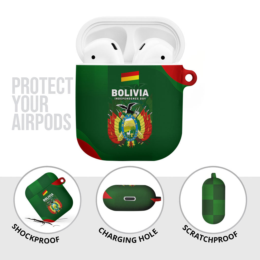 Bolivia Independence Day AirPods Case Coat Of Arms Libre Y Soberana Heritage Art Broken Chains