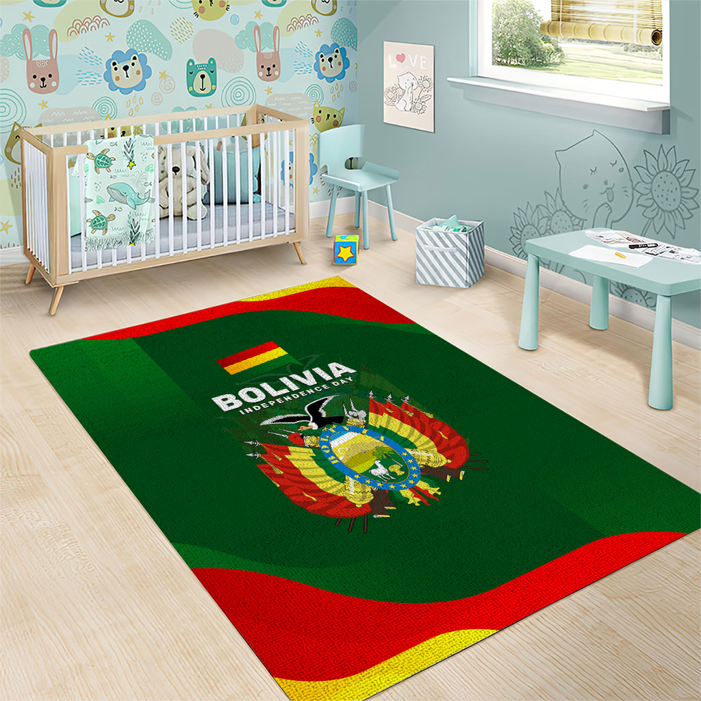 Bolivia Independence Day Area Rug Coat Of Arms Libre Y Soberana Heritage Art Broken Chains