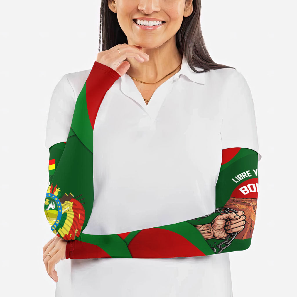 Bolivia Independence Day Arm Sleeves Coat Of Arms Libre Y Soberana Heritage Art Broken Chains