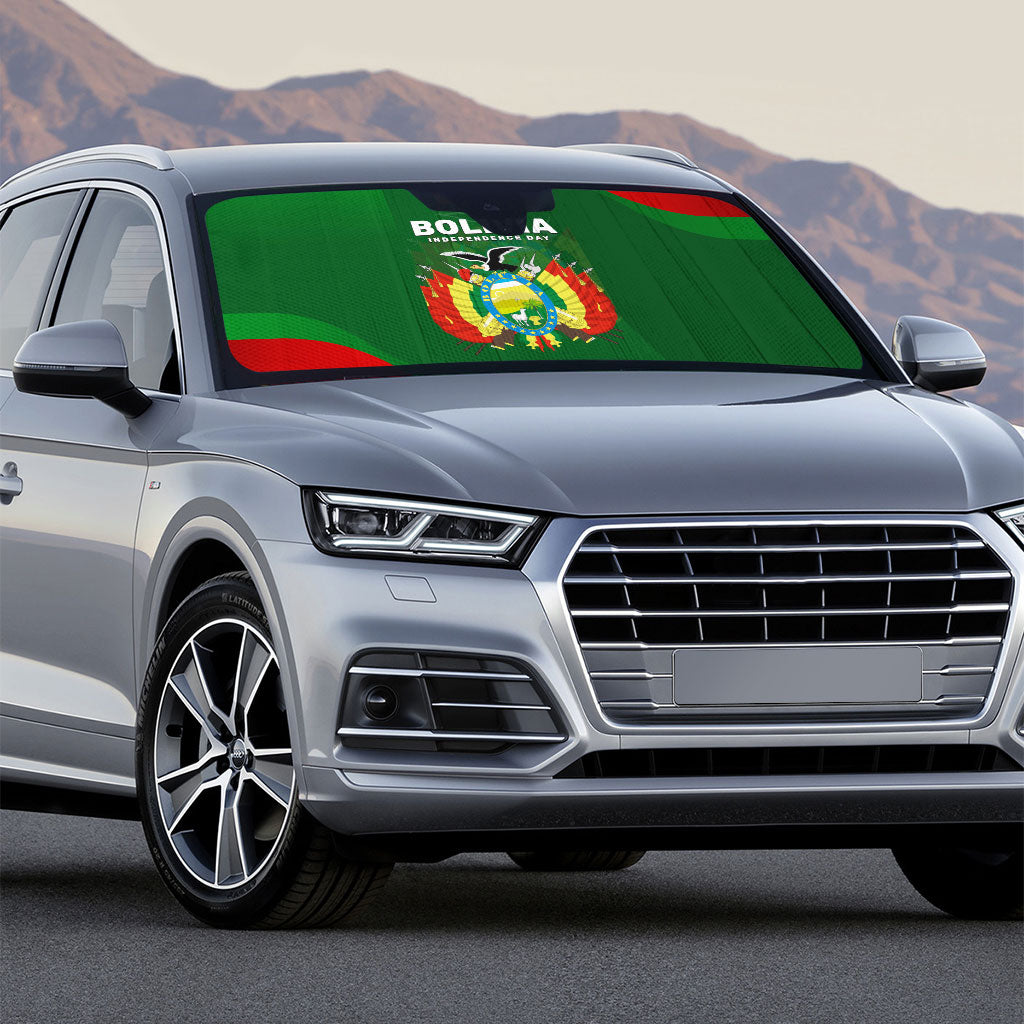Bolivia Independence Day Auto Sun Shade Coat Of Arms Libre Y Soberana Heritage Art Broken Chains
