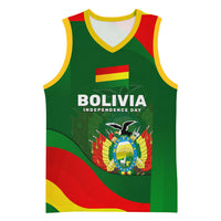 Bolivia Independence Day Basketball Jersey Coat Of Arms Libre Y Soberana Heritage Art Broken Chains