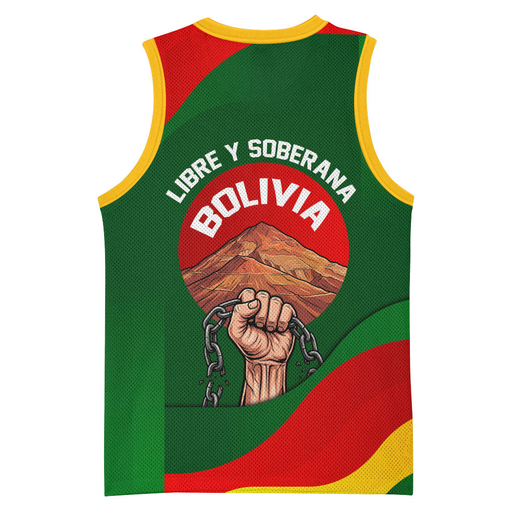 Bolivia Independence Day Basketball Jersey Coat Of Arms Libre Y Soberana Heritage Art Broken Chains