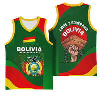 Bolivia Independence Day Basketball Jersey Coat Of Arms Libre Y Soberana Heritage Art Broken Chains