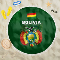 Bolivia Independence Day Beach Blanket Coat Of Arms Libre Y Soberana Heritage Art Broken Chains