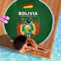 Bolivia Independence Day Beach Blanket Coat Of Arms Libre Y Soberana Heritage Art Broken Chains
