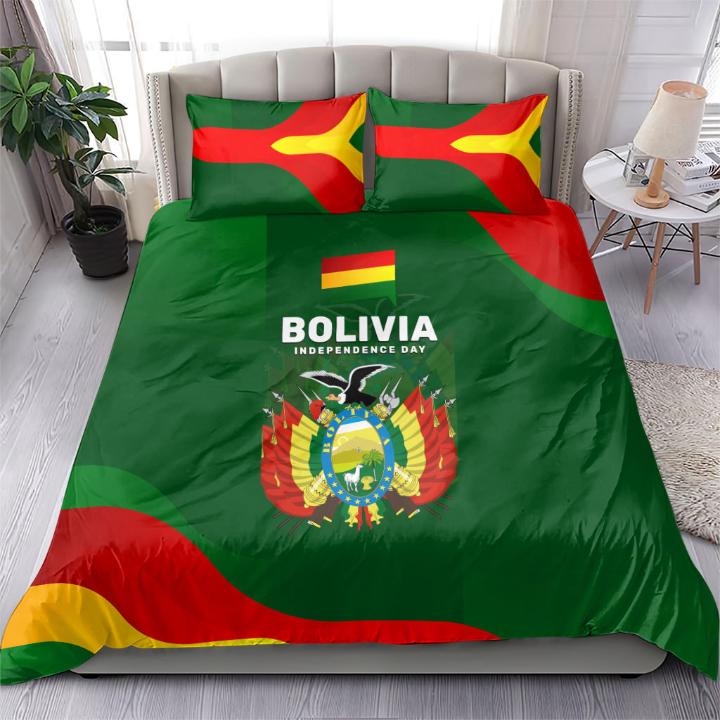 Bolivia Independence Day Bedding Set Coat Of Arms Libre Y Soberana Heritage Art Broken Chains
