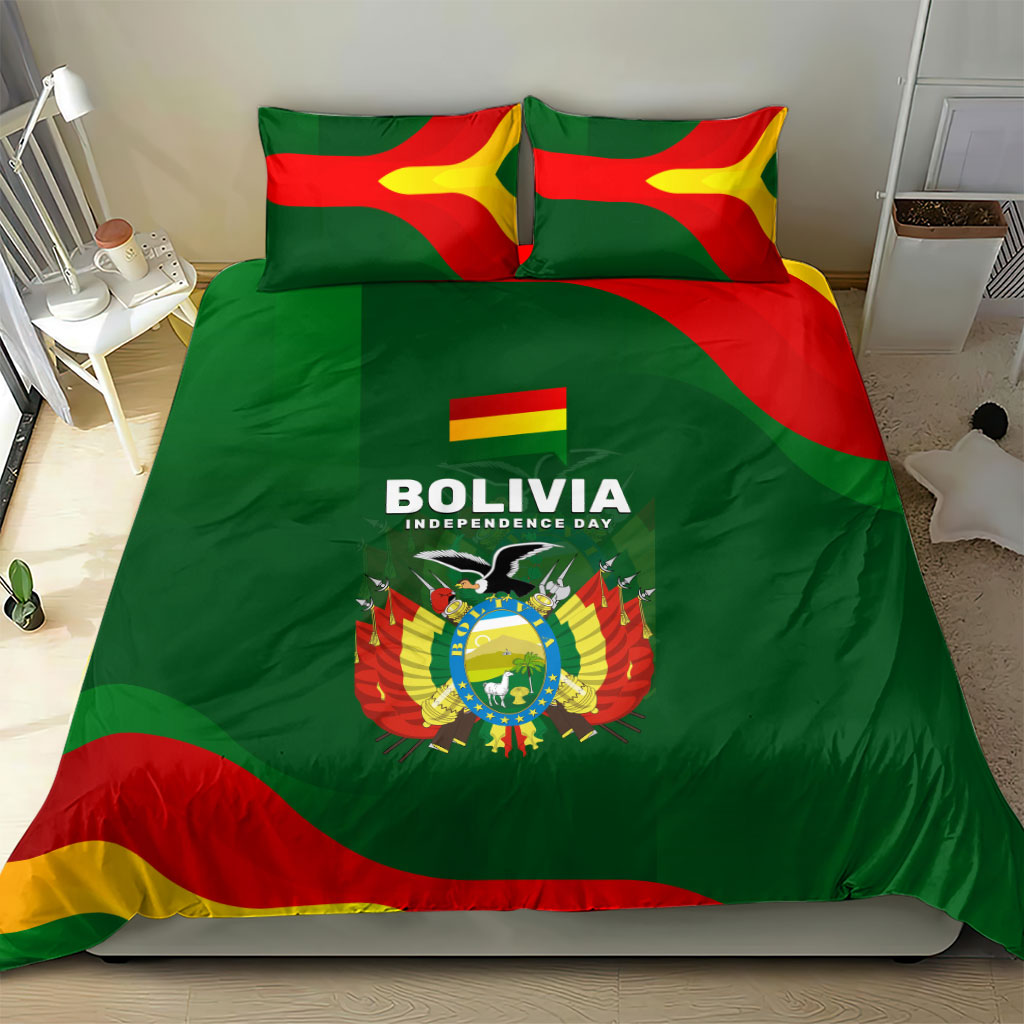 Bolivia Independence Day Bedding Set Coat Of Arms Libre Y Soberana Heritage Art Broken Chains