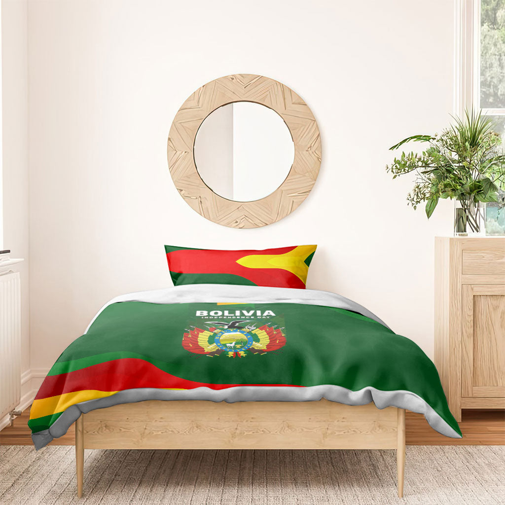 Bolivia Independence Day Bedding Set Coat Of Arms Libre Y Soberana Heritage Art Broken Chains