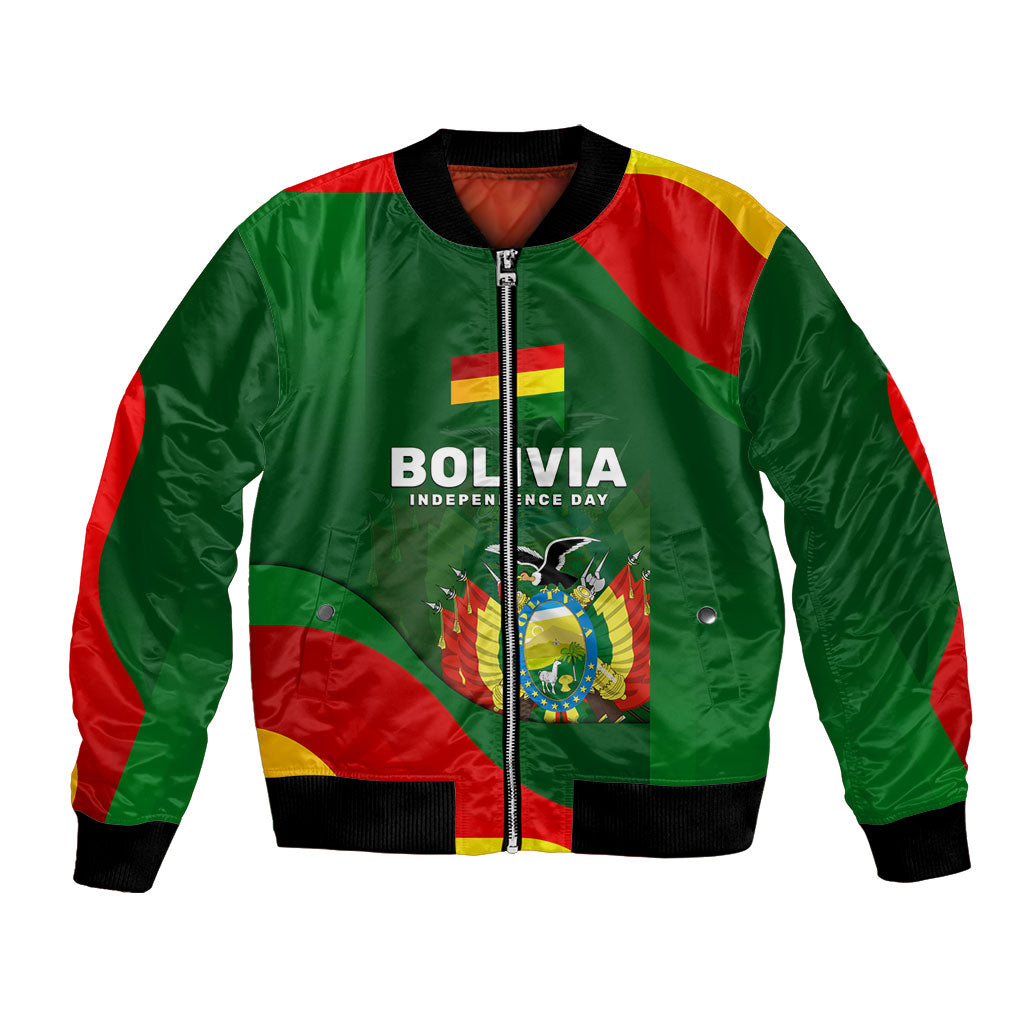 Bolivia Independence Day Bomber Jacket Coat Of Arms Libre Y Soberana Heritage Art Broken Chains
