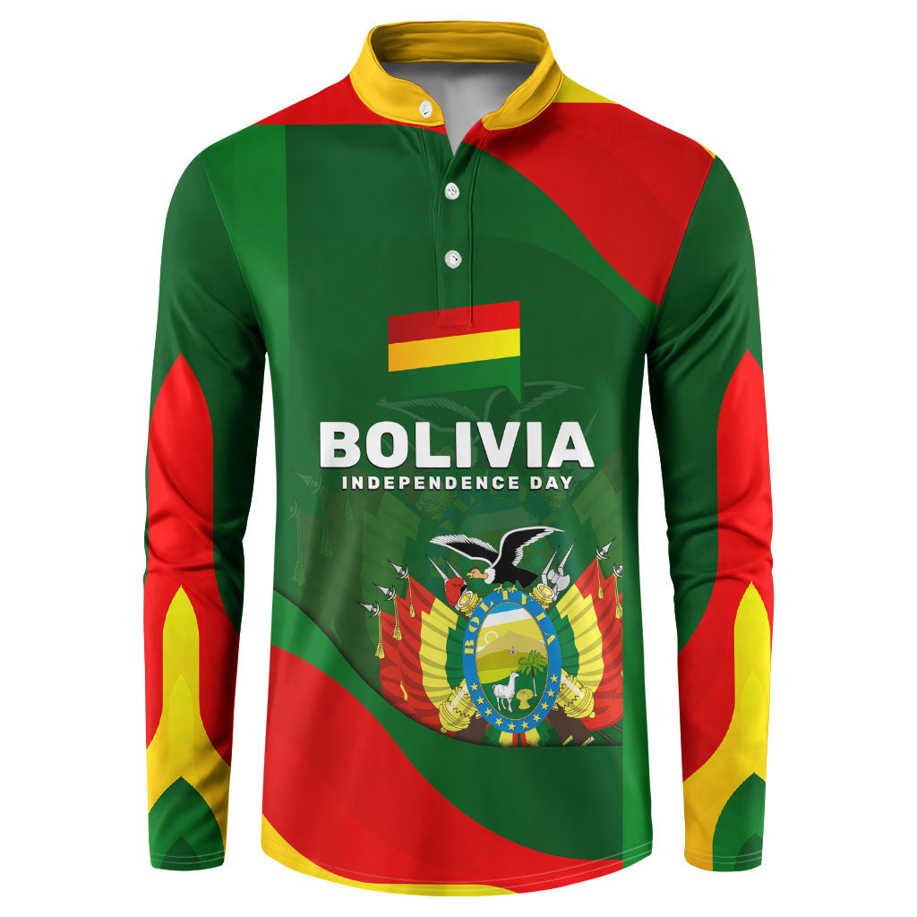 Bolivia Independence Day Button Sweatshirt Coat Of Arms Libre Y Soberana Heritage Art Broken Chains