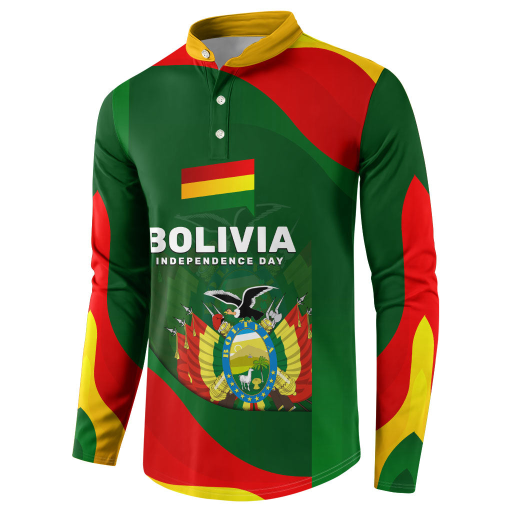 Bolivia Independence Day Button Sweatshirt Coat Of Arms Libre Y Soberana Heritage Art Broken Chains