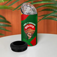 Bolivia Independence Day 4 in 1 Can Cooler Tumbler Coat Of Arms Libre Y Soberana Heritage Art Broken Chains