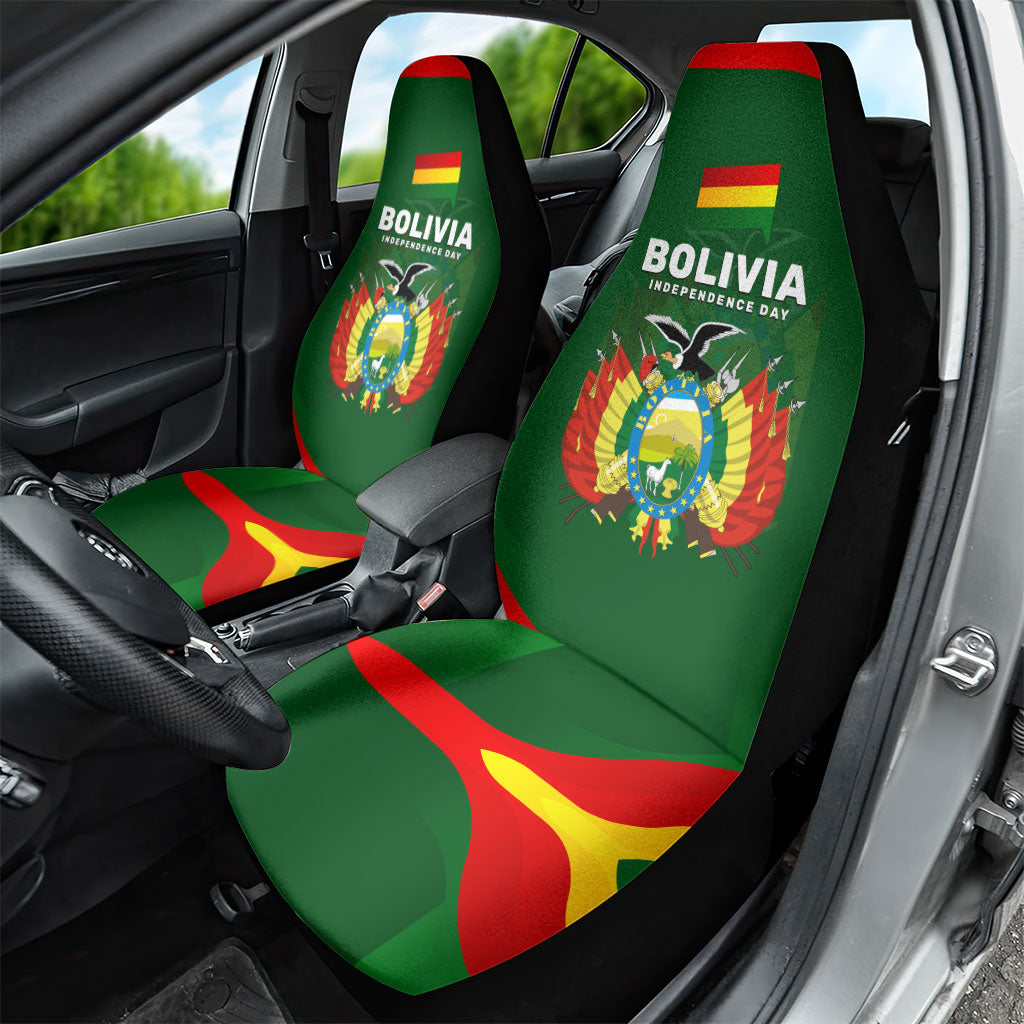 Bolivia Independence Day Car Seat Cover Coat Of Arms Libre Y Soberana Heritage Art Broken Chains