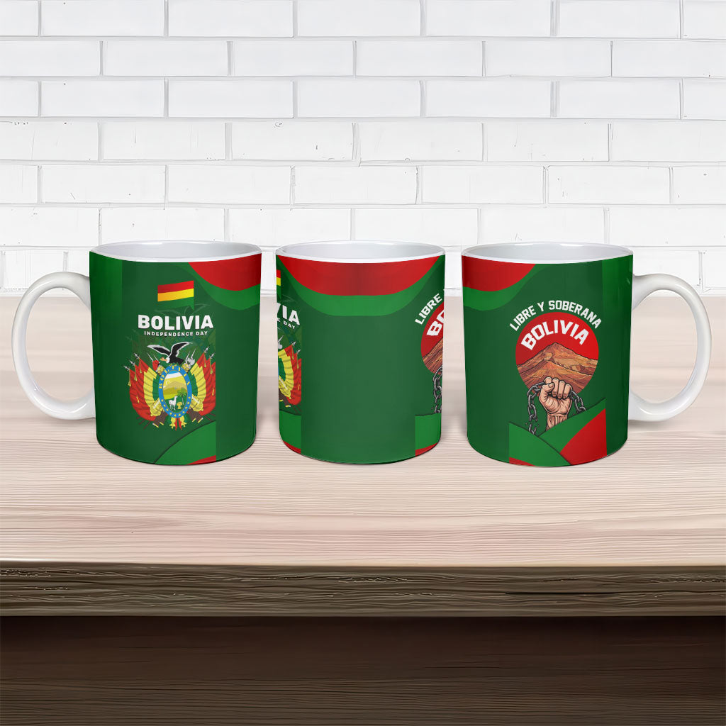 Bolivia Independence Day Ceramic Mug Coat Of Arms Libre Y Soberana Heritage Art Broken Chains