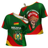 Bolivia Independence Day Cross Shoulder Shirt Coat Of Arms Libre Y Soberana Heritage Art Broken Chains