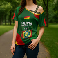 Bolivia Independence Day Cross Shoulder Shirt Coat Of Arms Libre Y Soberana Heritage Art Broken Chains