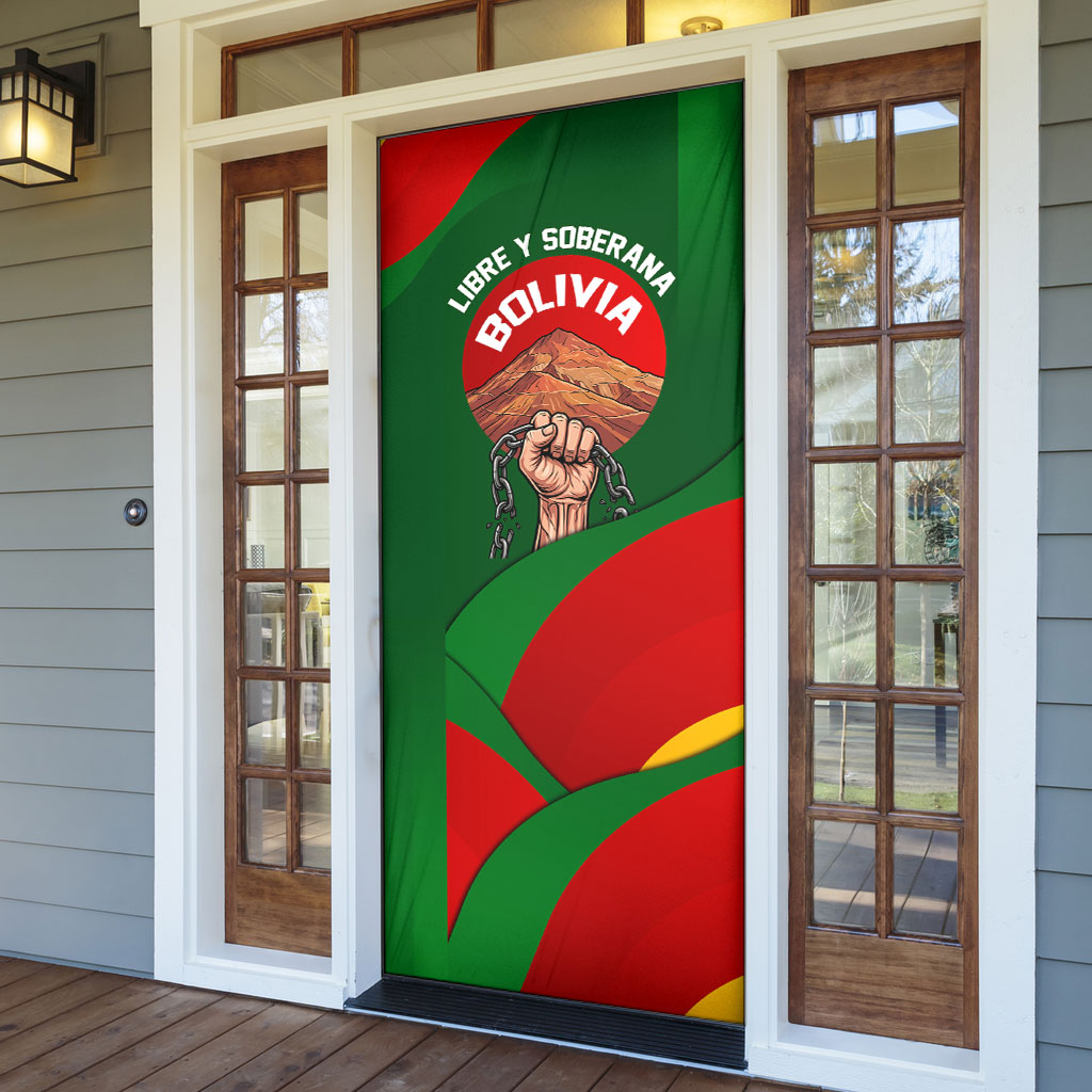 Bolivia Independence Day Door Cover Coat Of Arms Libre Y Soberana Heritage Art Broken Chains