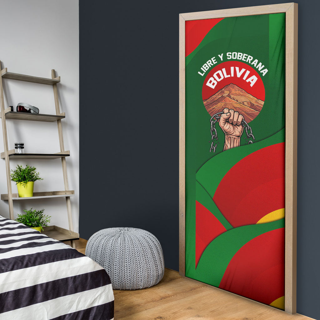 Bolivia Independence Day Door Cover Coat Of Arms Libre Y Soberana Heritage Art Broken Chains