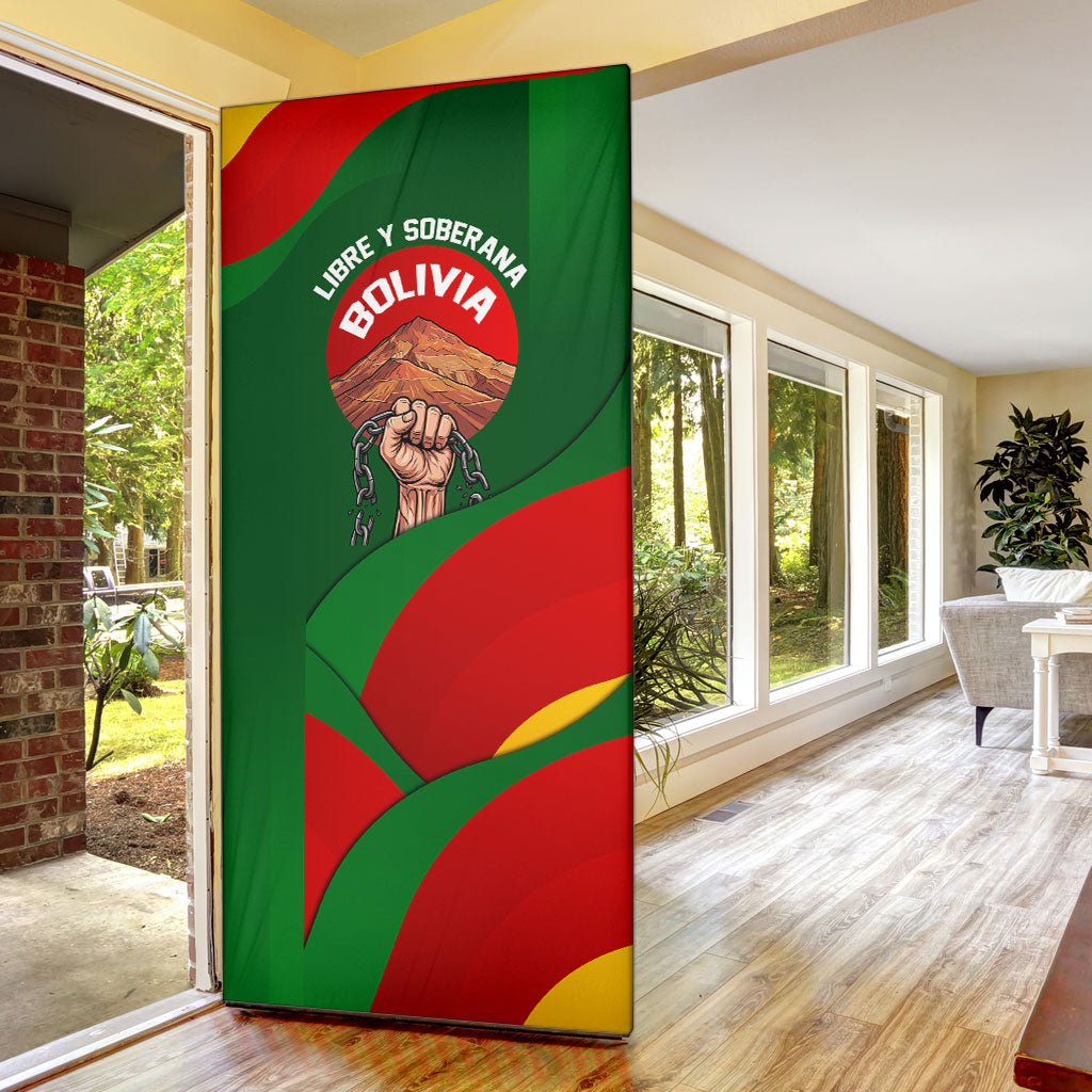 Bolivia Independence Day Door Cover Coat Of Arms Libre Y Soberana Heritage Art Broken Chains