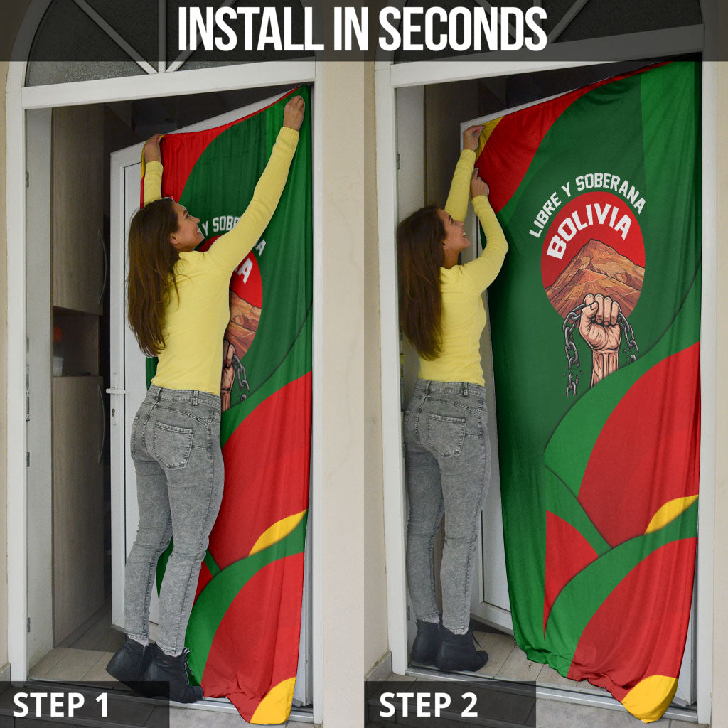 Bolivia Independence Day Door Cover Coat Of Arms Libre Y Soberana Heritage Art Broken Chains