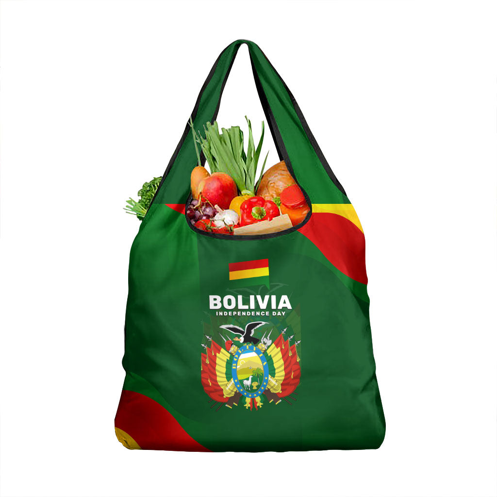 Bolivia Independence Day Grocery Bag Coat Of Arms Libre Y Soberana Heritage Art Broken Chains