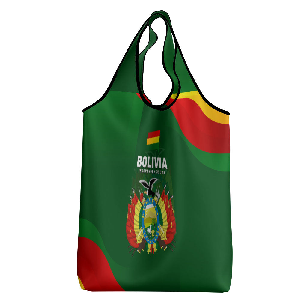 Bolivia Independence Day Grocery Bag Coat Of Arms Libre Y Soberana Heritage Art Broken Chains