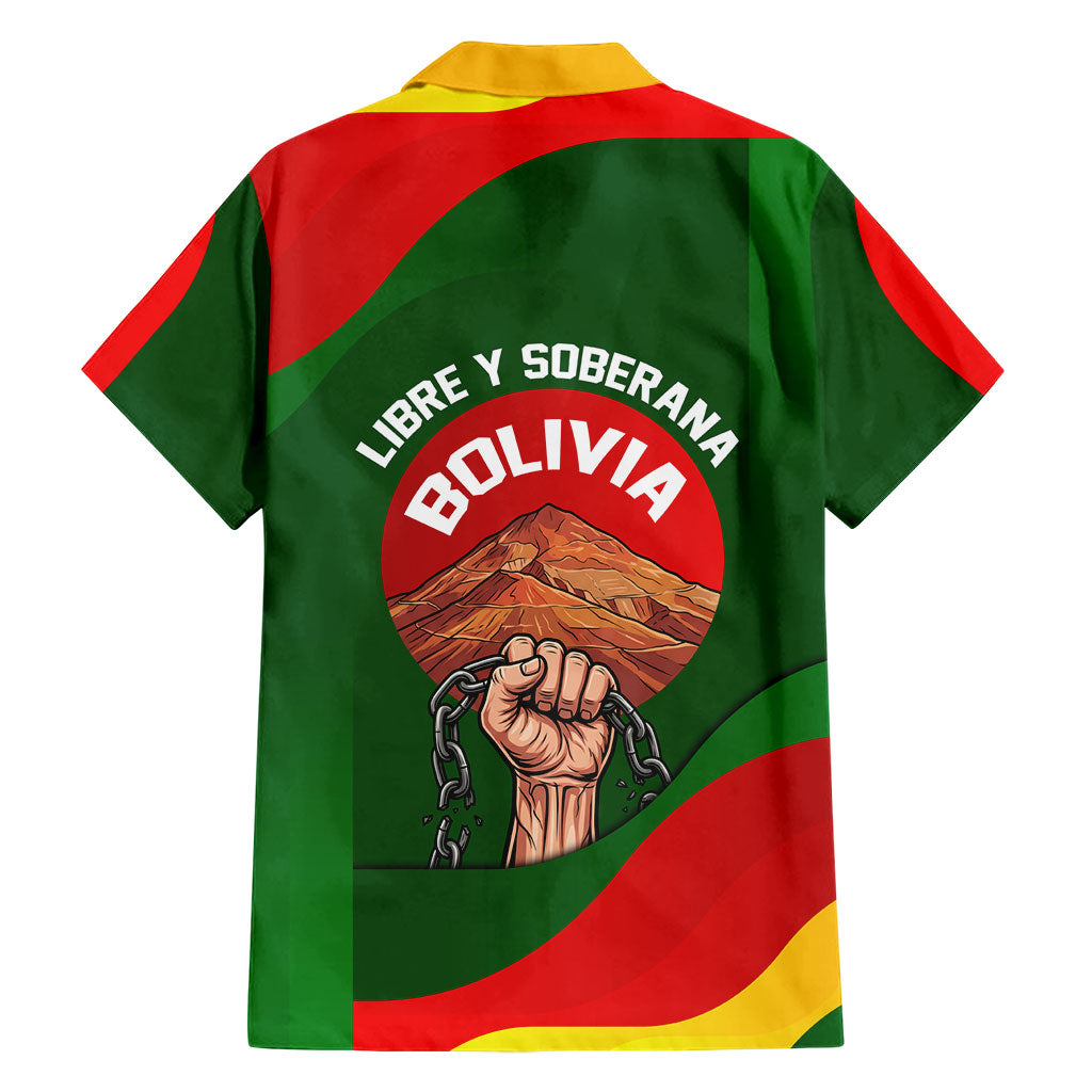Bolivia Independence Day Hawaiian Shirt Coat Of Arms Libre Y Soberana Heritage Art Broken Chains