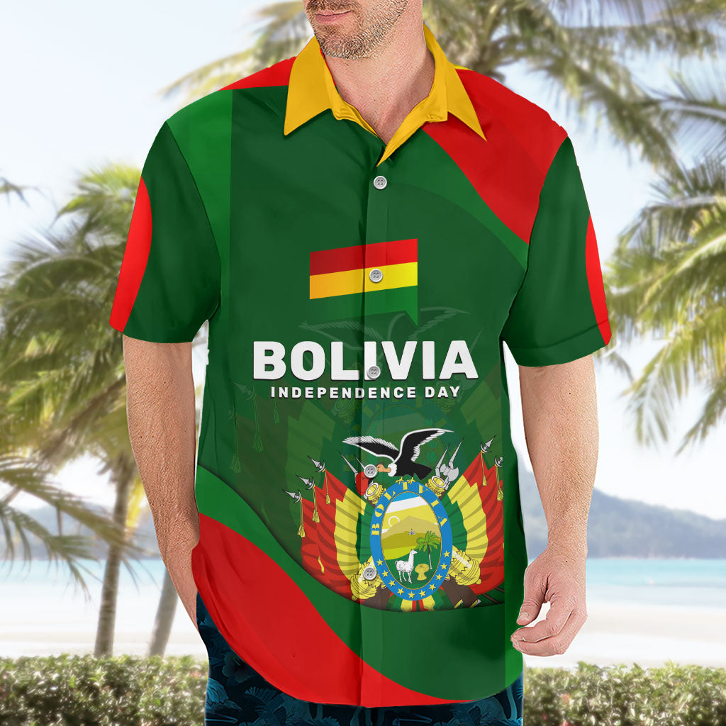 Bolivia Independence Day Hawaiian Shirt Coat Of Arms Libre Y Soberana Heritage Art Broken Chains