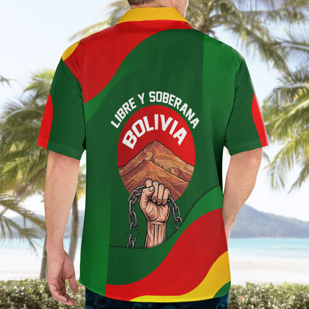 Bolivia Independence Day Hawaiian Shirt Coat Of Arms Libre Y Soberana Heritage Art Broken Chains