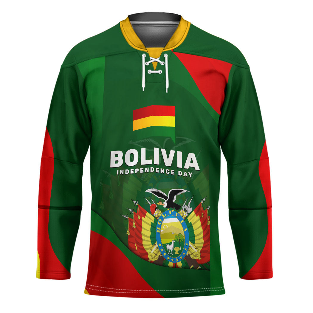 Bolivia Independence Day Hockey Jersey Coat Of Arms Libre Y Soberana Heritage Art Broken Chains