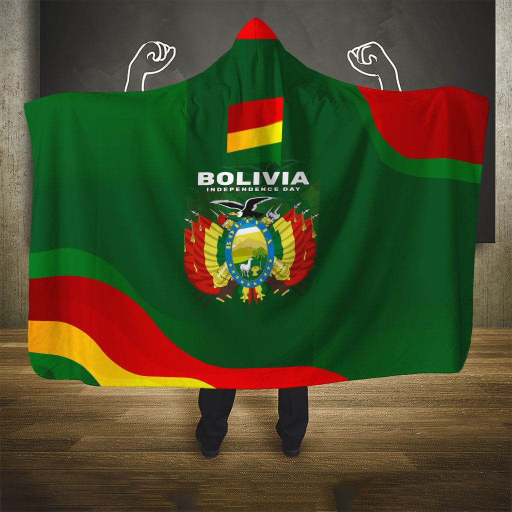 Bolivia Independence Day Hooded Blanket Coat Of Arms Libre Y Soberana Heritage Art Broken Chains