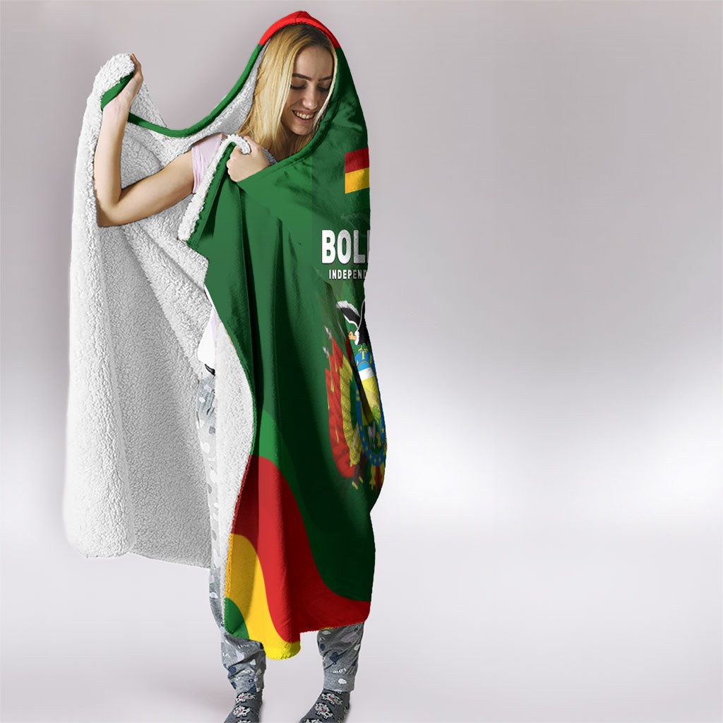 Bolivia Independence Day Hooded Blanket Coat Of Arms Libre Y Soberana Heritage Art Broken Chains