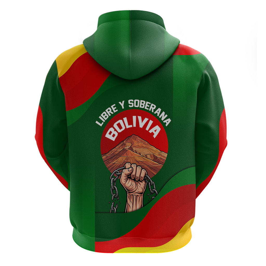 Bolivia Independence Day Hoodie Coat Of Arms Libre Y Soberana Heritage Art Broken Chains