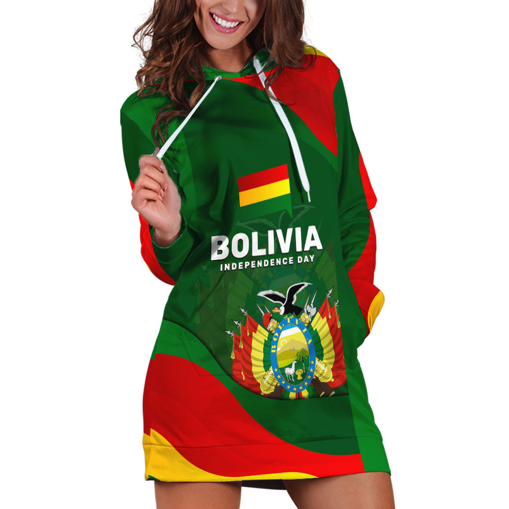 Bolivia Independence Day Hoodie Dress Coat Of Arms Libre Y Soberana Heritage Art Broken Chains