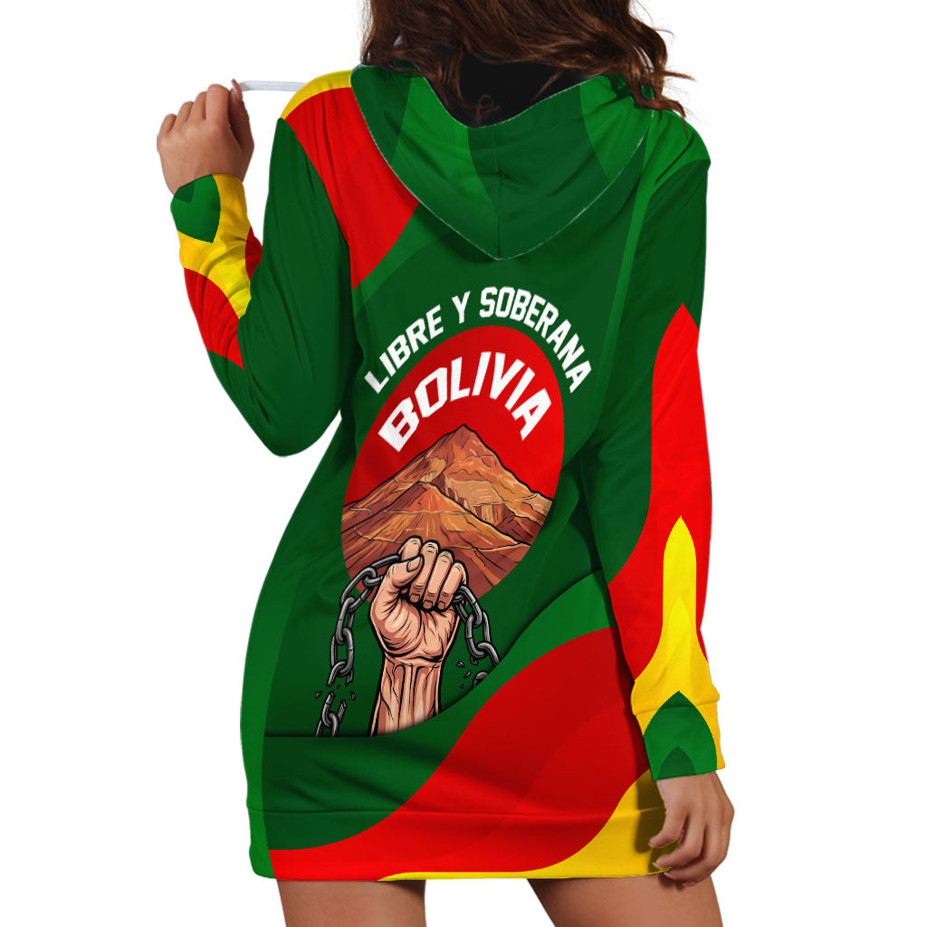 Bolivia Independence Day Hoodie Dress Coat Of Arms Libre Y Soberana Heritage Art Broken Chains