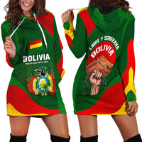 Bolivia Independence Day Hoodie Dress Coat Of Arms Libre Y Soberana Heritage Art Broken Chains