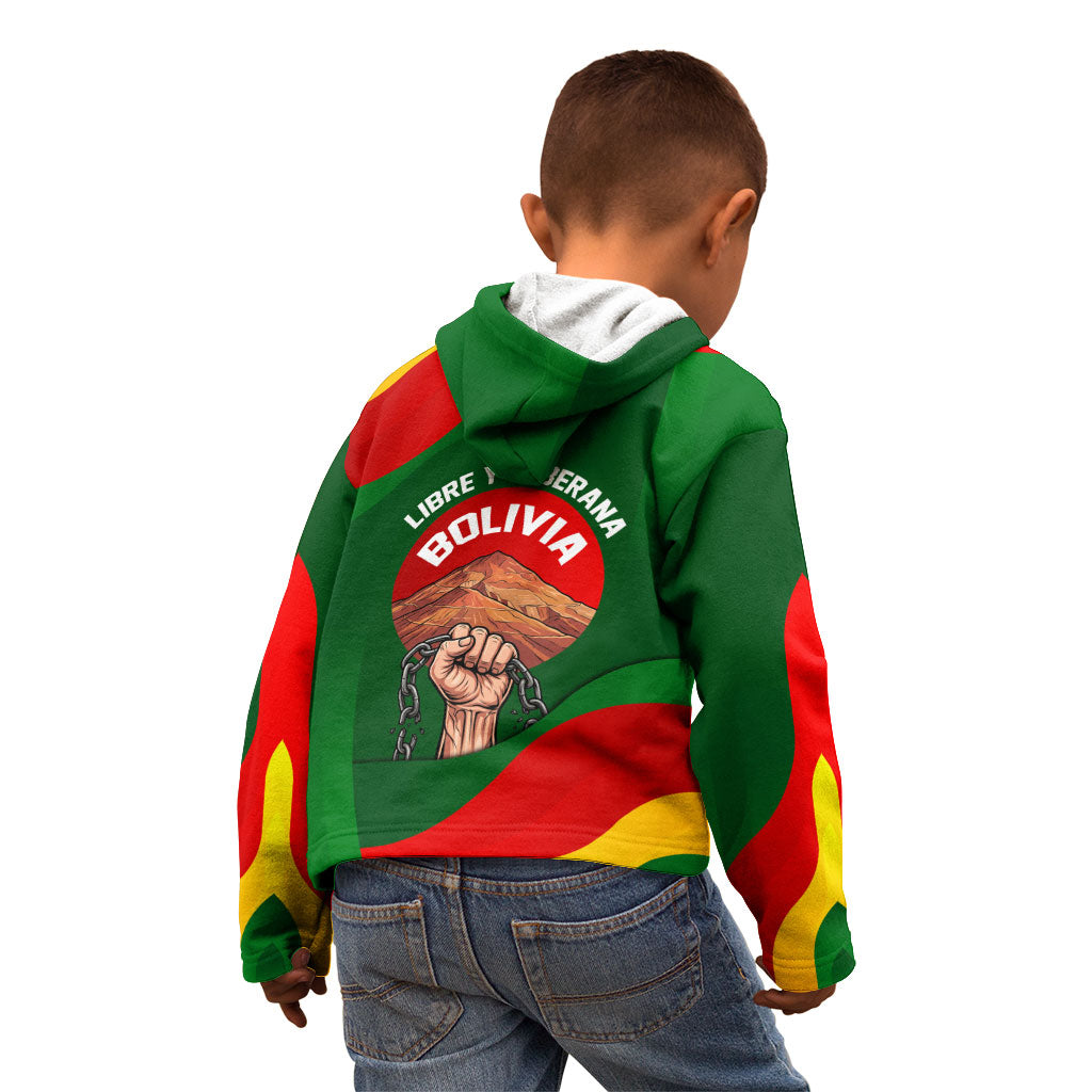 Bolivia Independence Day Kid Hoodie Coat Of Arms Libre Y Soberana Heritage Art Broken Chains